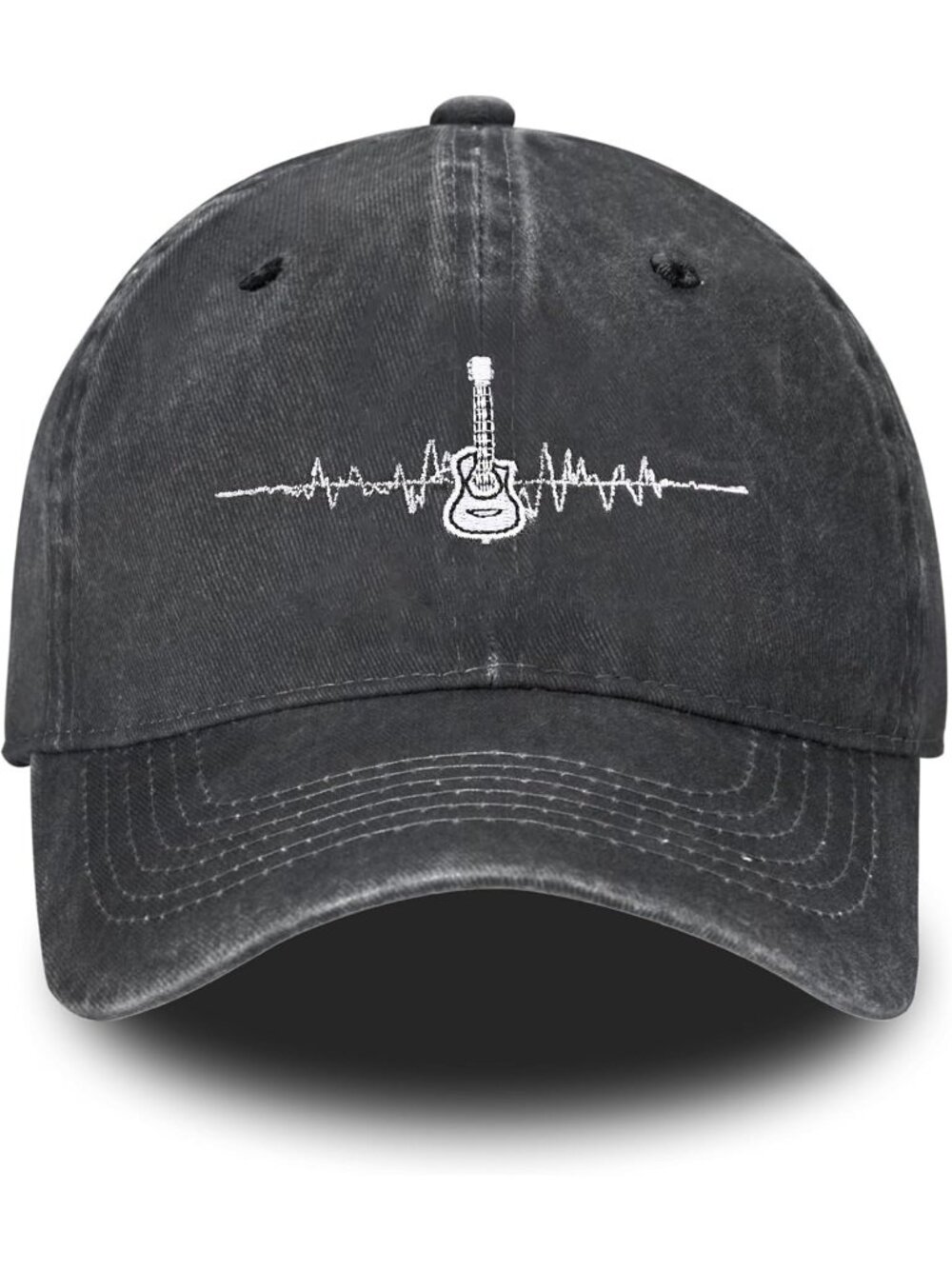 Unisax Black Music Embroidered Adjustable Vintage Washed Distressed Baseball Hat